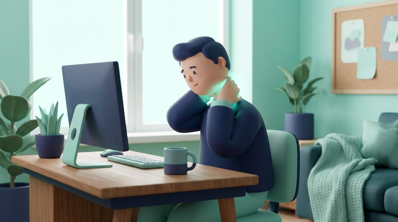 생활 속 통증 관리를 표현한 3D 일러스트