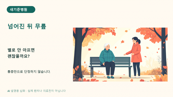 가을 산책 후 무리하지 않고 쉬는 모습을 표현한 AI 설명용 삽화